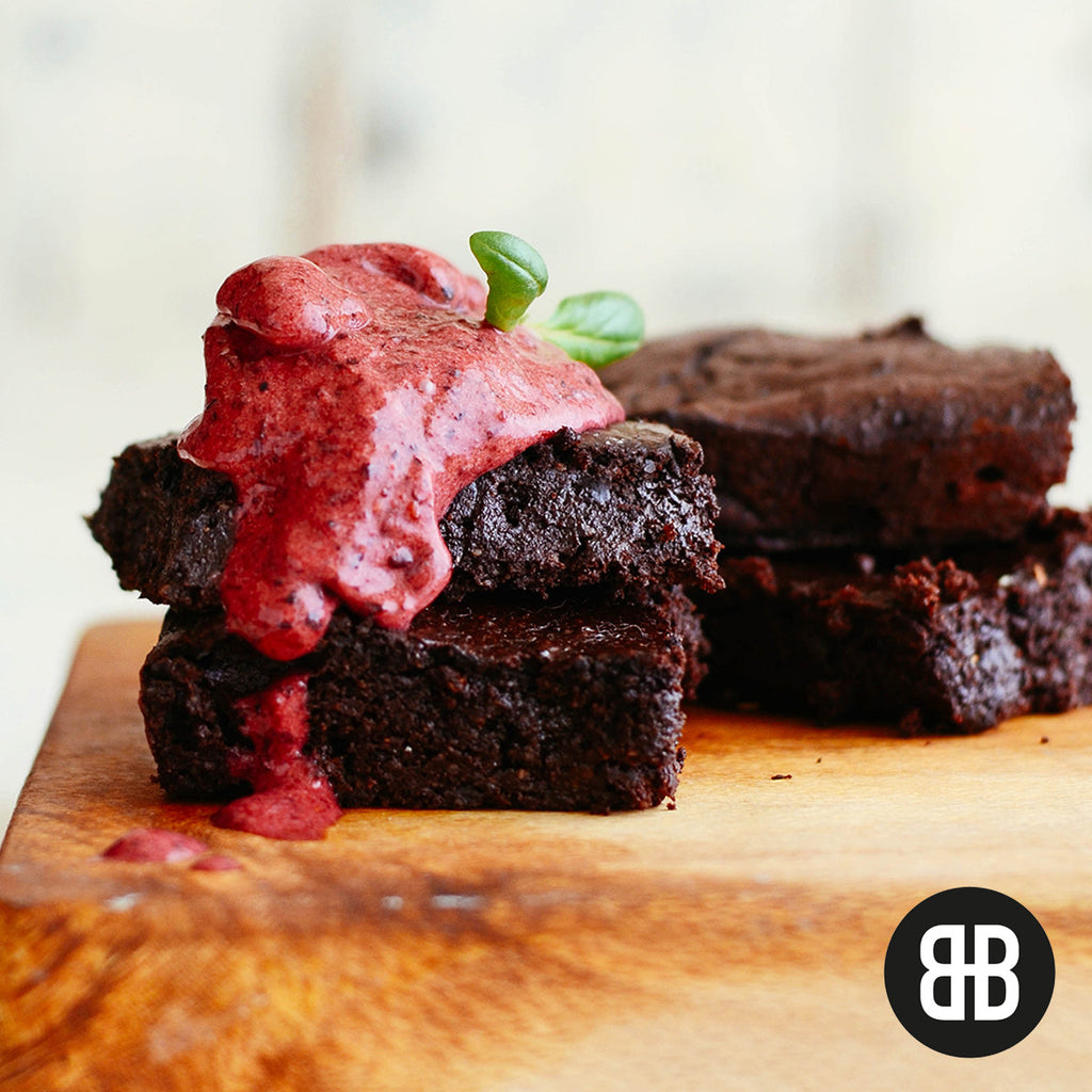 BANTING BLVD Chocolate Brownie Premix with Berry and Basil Sorbet