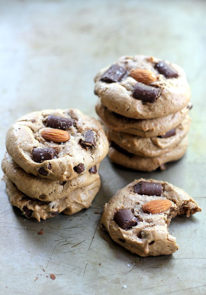 Flourless Almond Butter Dark Chocolate Chunk Cookies with sea salt